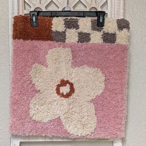 NWT World Market Throw Pillow Cover 18x18 Pink Flower Boho Geometric Lofty Girly